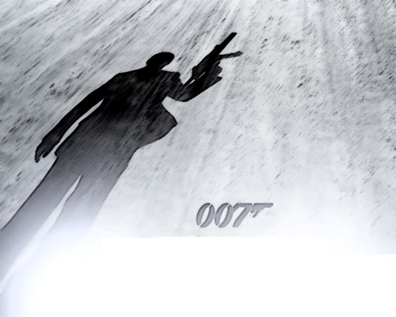 James Bond silhouette in rain