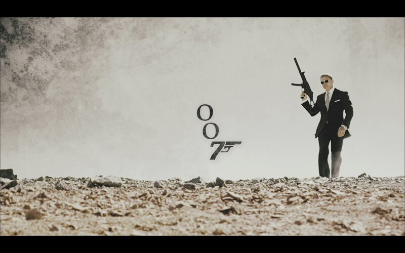 James Bond with assault rifle