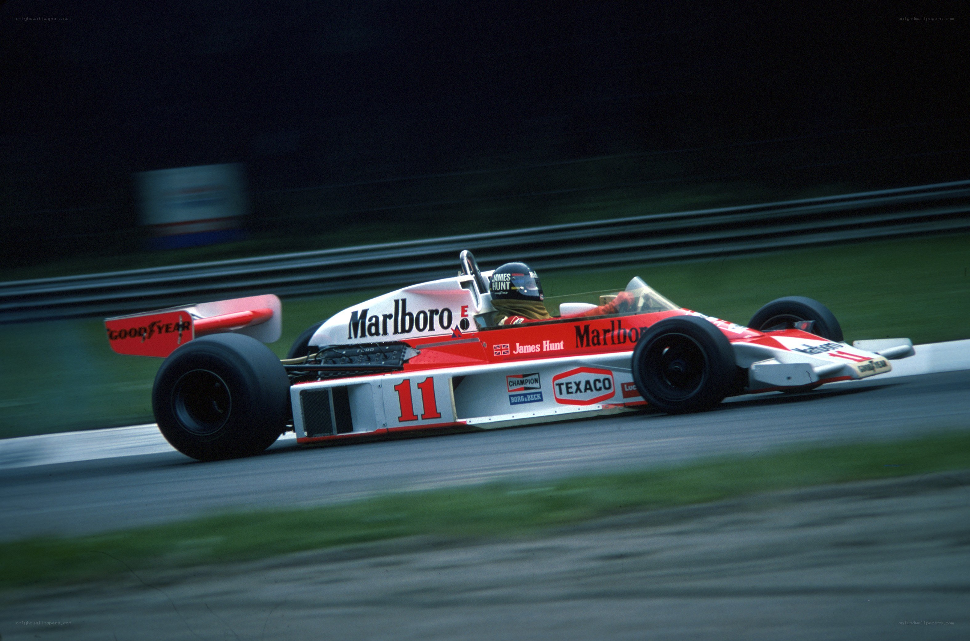 James Hunt in a Formula 1 car