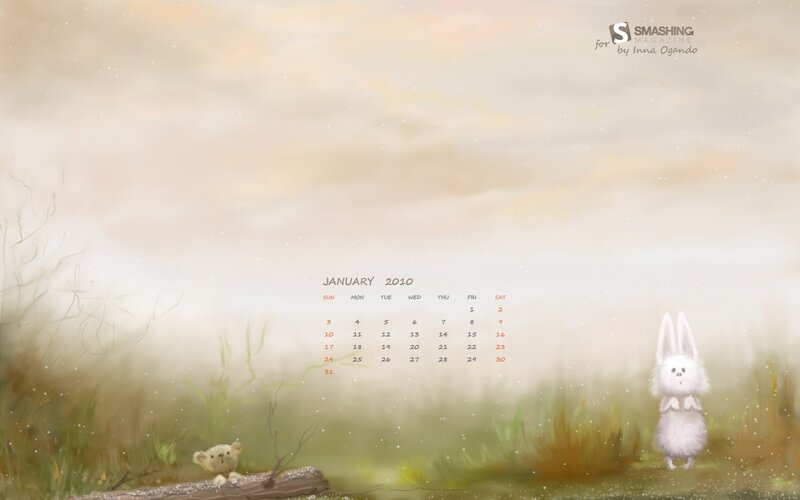 January 2010 calendar wallpaper