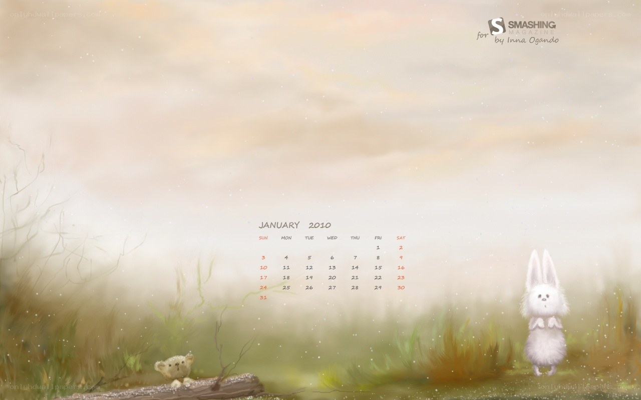 January 2010 calendar wallpaper
