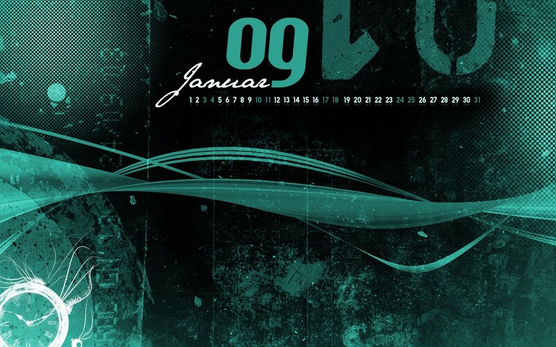 January calendar with teal design
