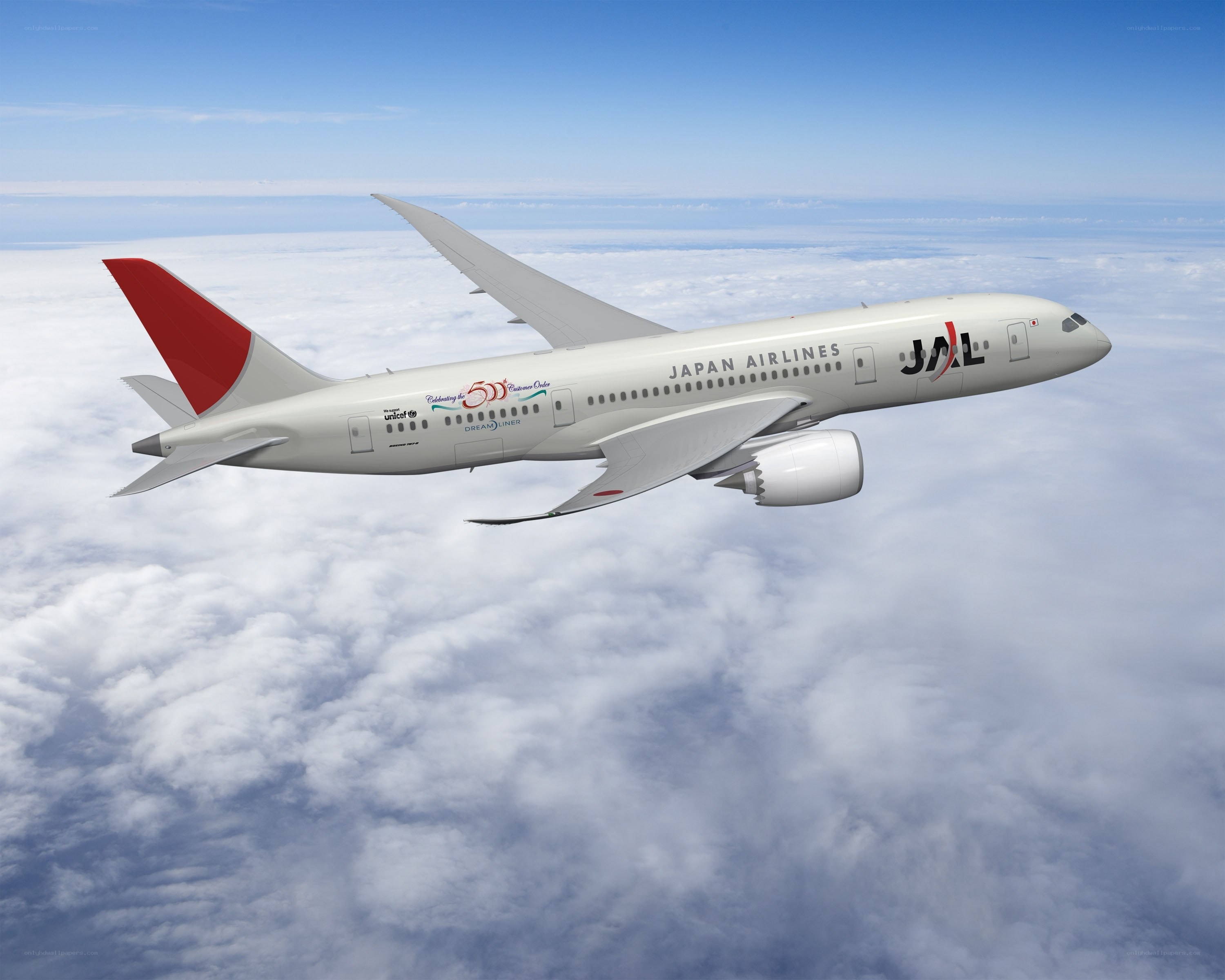 Japan Airlines Boeing 787 in flight