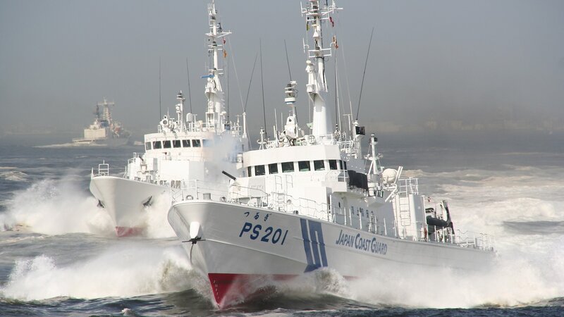 Japan Coast Guard vessels at sea