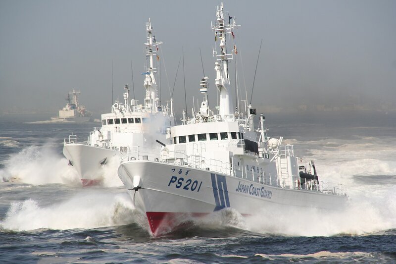 Japan Coast Guard vessels in action