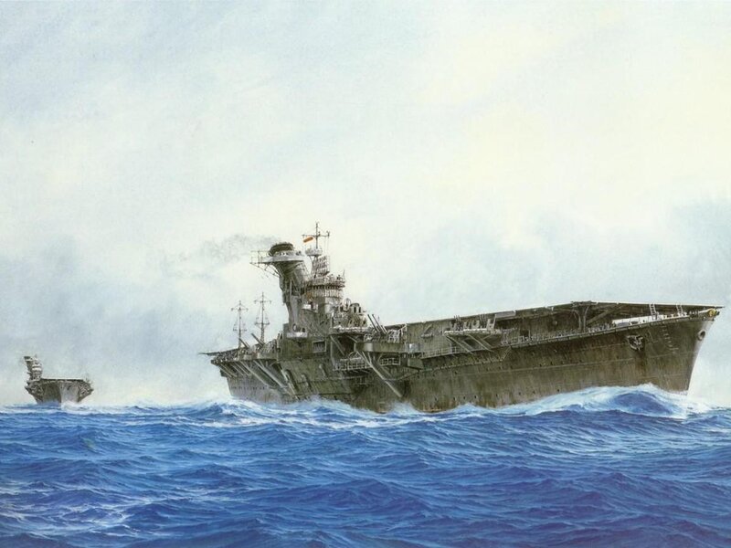 Japanese Aircraft Carrier — Blue, Dramatic, Illustration