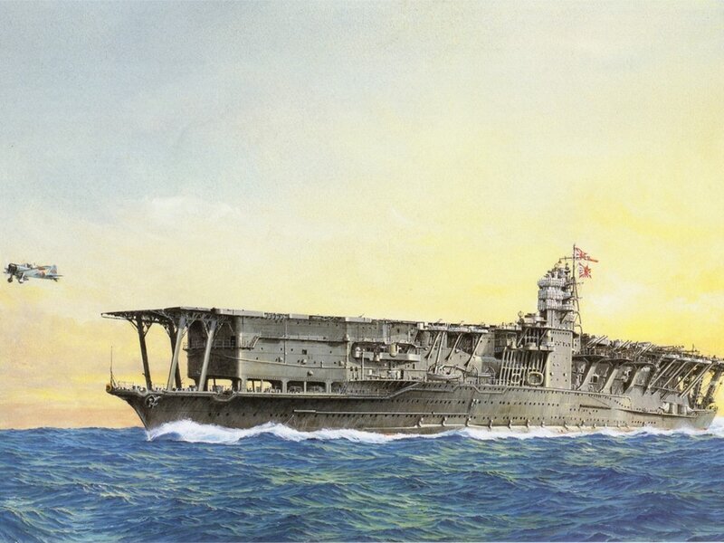 Japanese Aircraft Carrier — Blue, Dramatic, Sunset