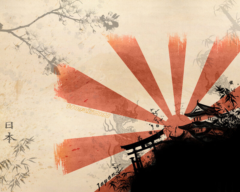 Japanese art with rising sun
