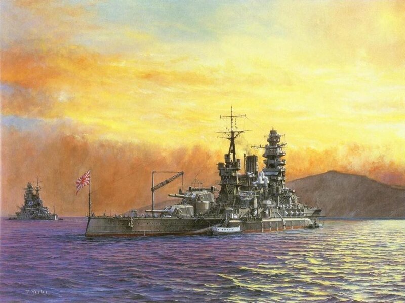 Japanese Battleships at Sea