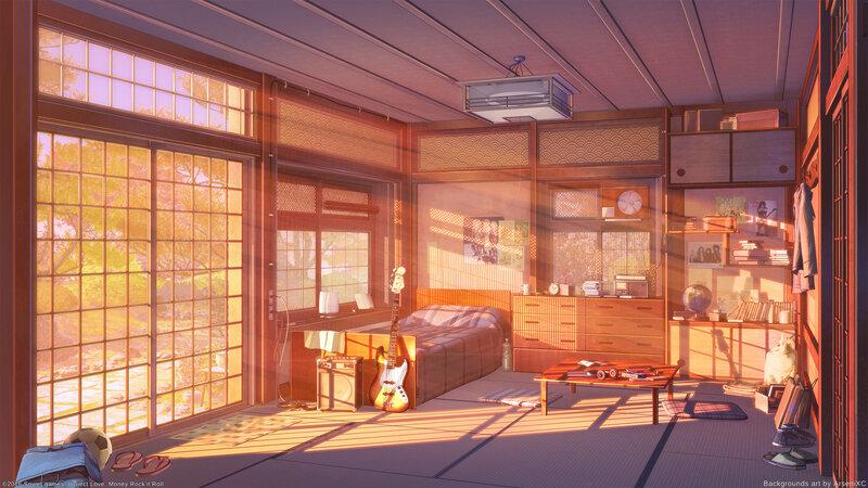 Japanese Bedroom Interior — Orange