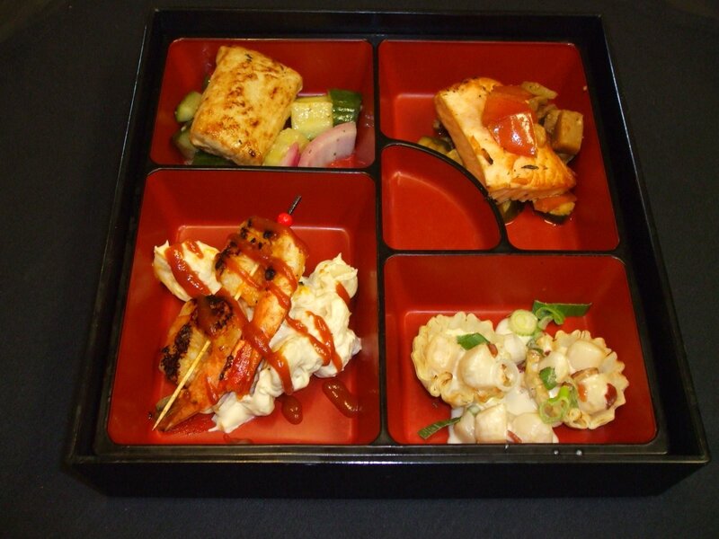 Japanese bento box with seafood