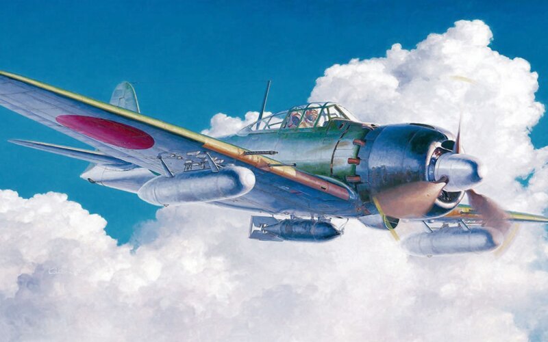 Japanese Bomber Aircraft — Blue, Dramatic, Afternoon