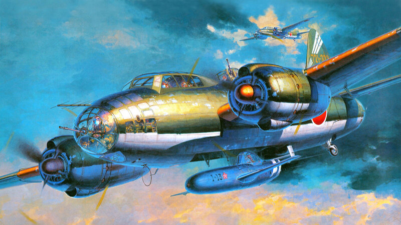 Japanese Bomber Aircraft — Blue, Dramatic