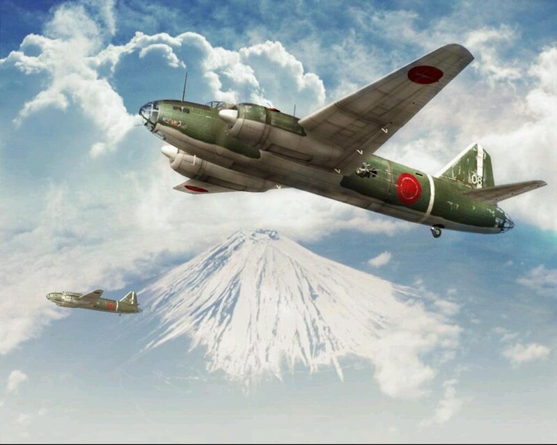 Japanese Bombers over Mountain