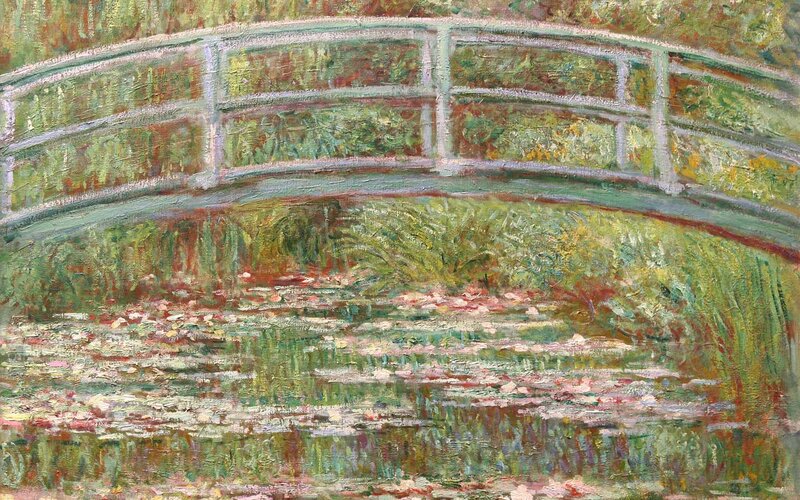 Japanese Bridge over Pond