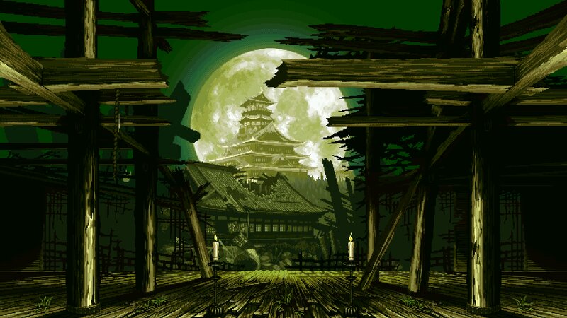 Japanese Castle at Night — Green