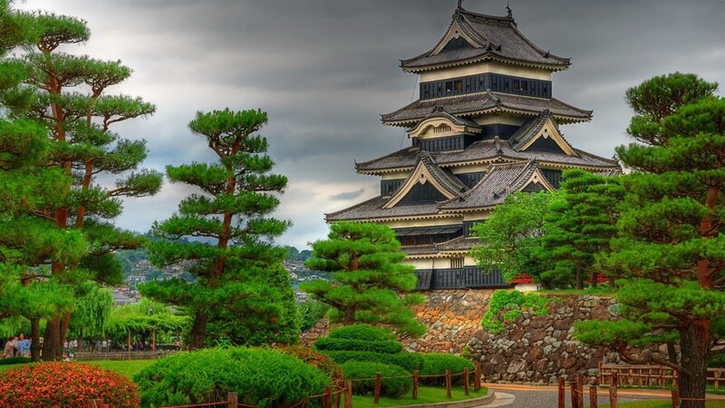 Japanese castle in a garden