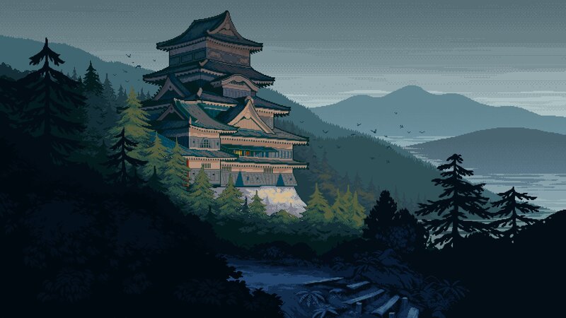 Japanese Castle in Forest