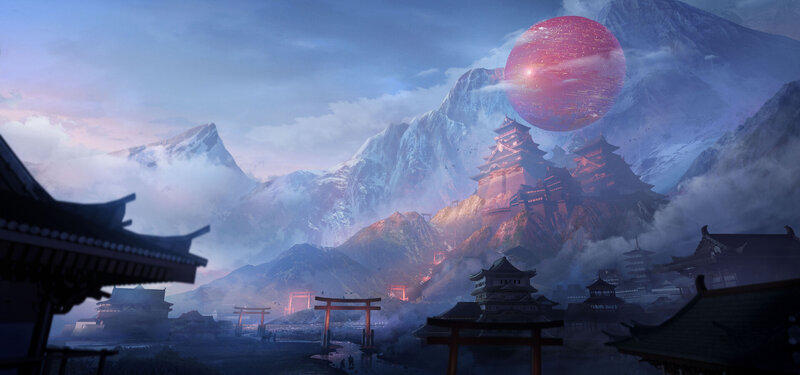 Japanese Castle in Mountains