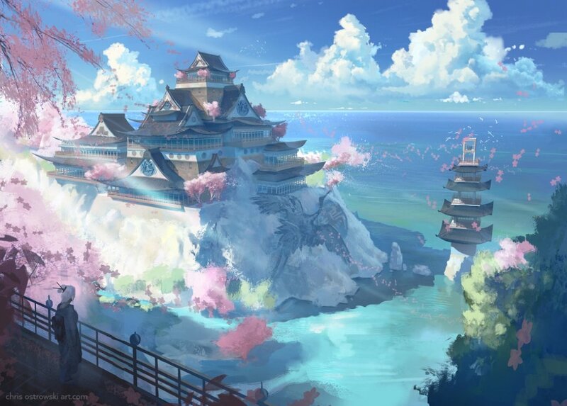 Japanese Castle on Cliff