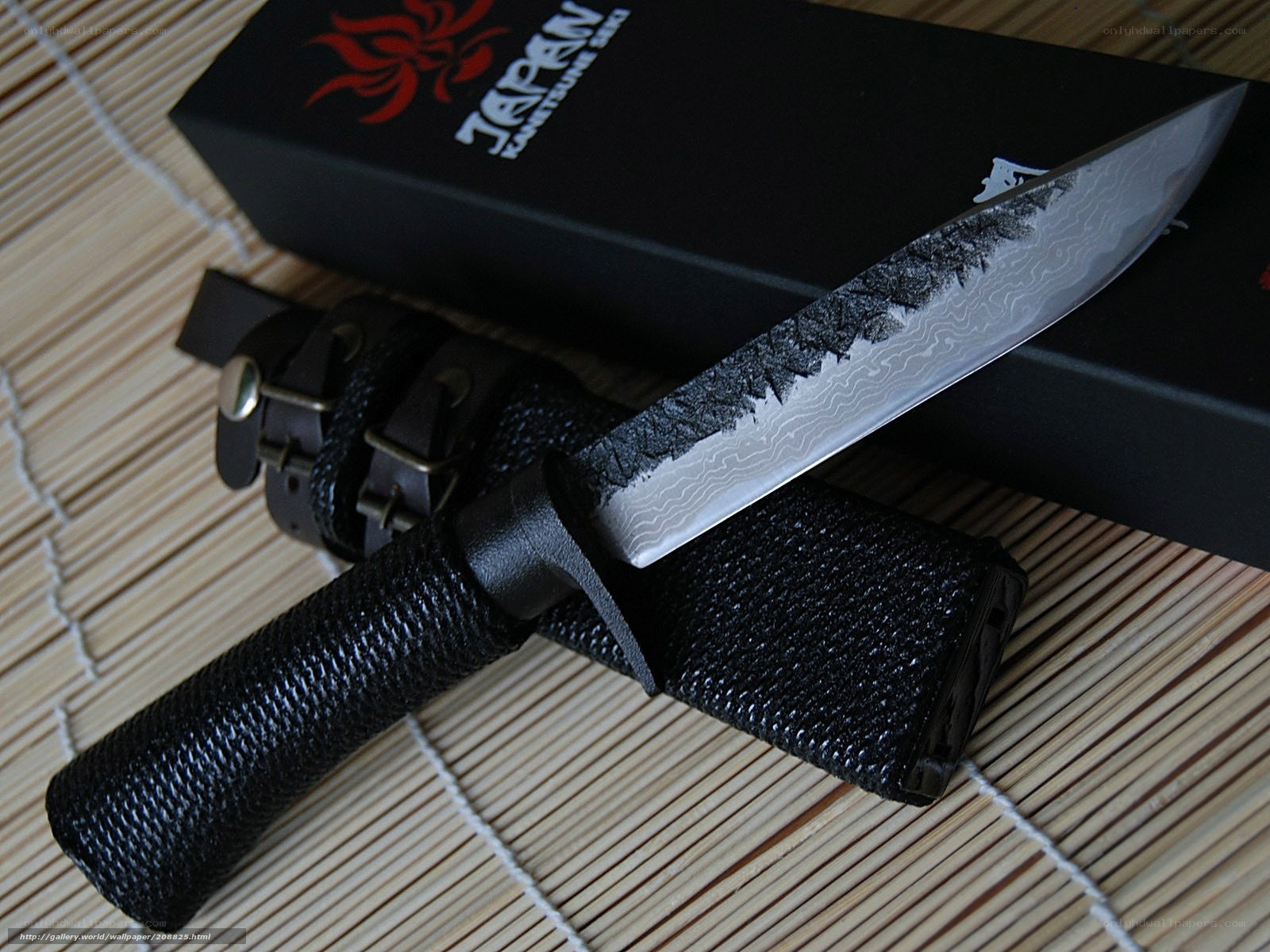 Japanese Damascus knife with sheath