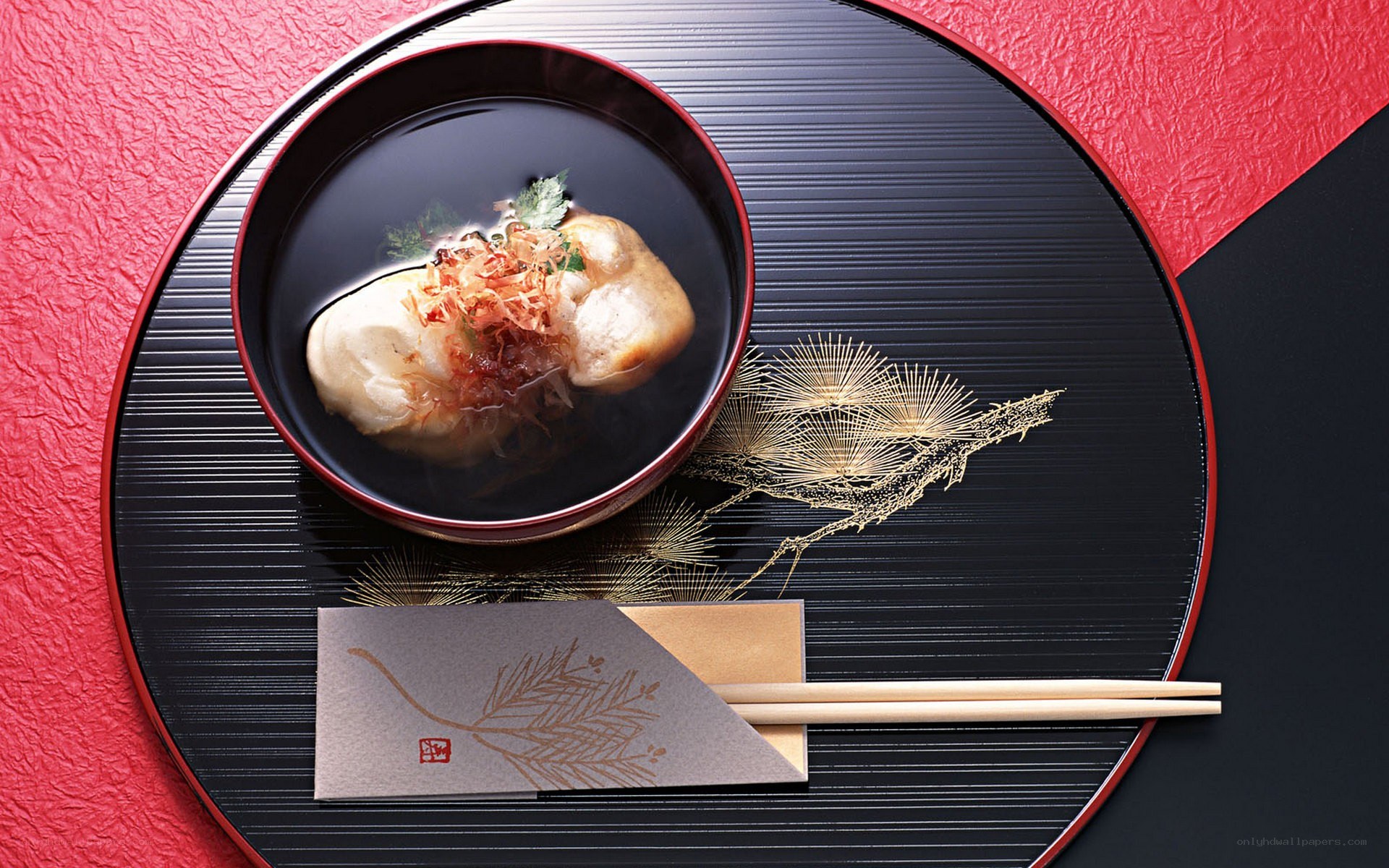 Japanese dish on black tray