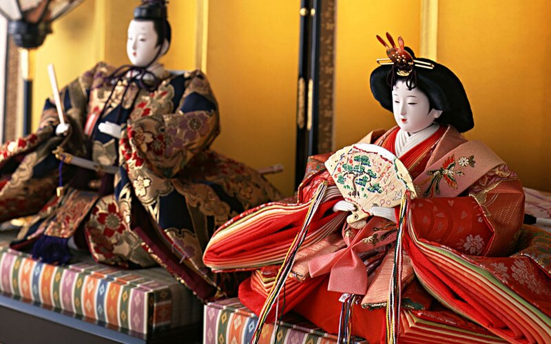 Japanese Dolls on Display — Red