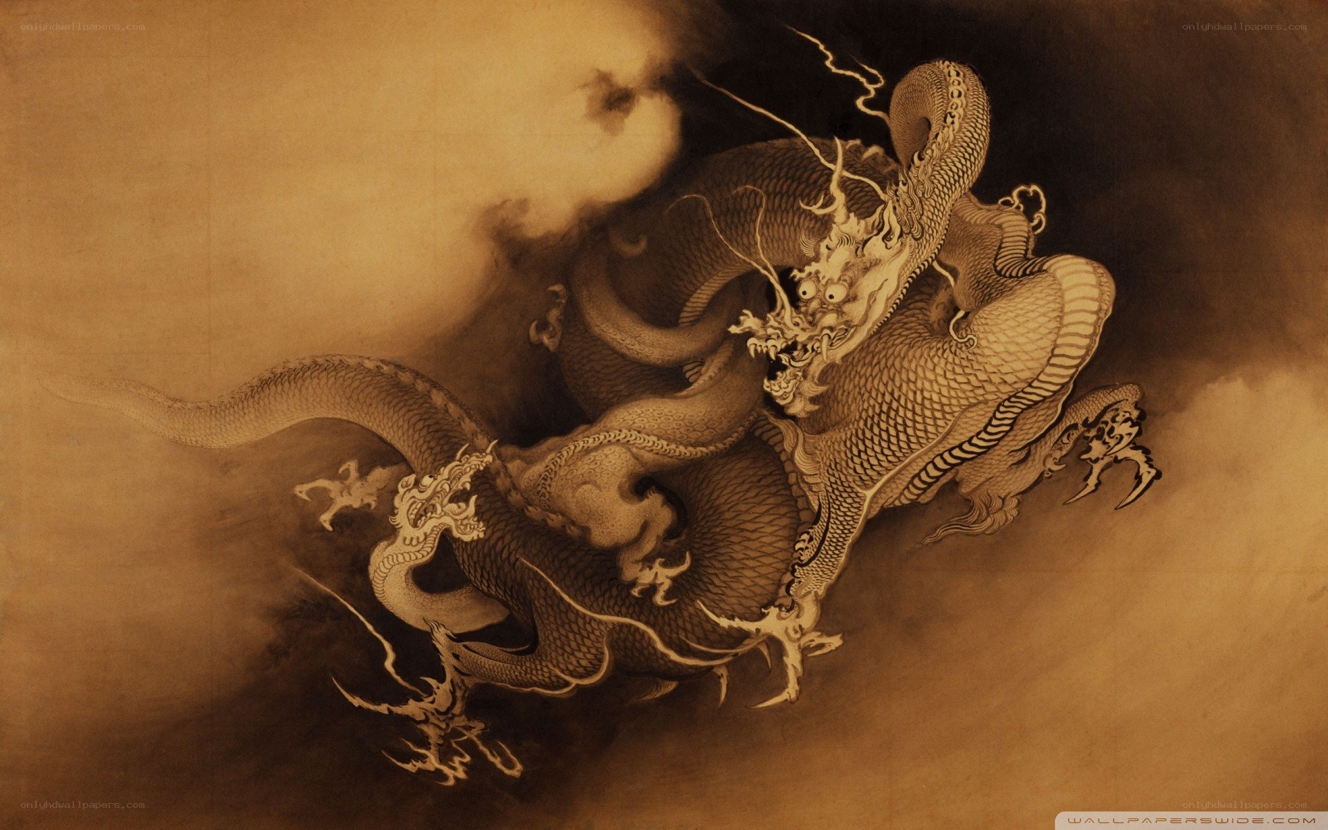 Japanese dragon in clouds