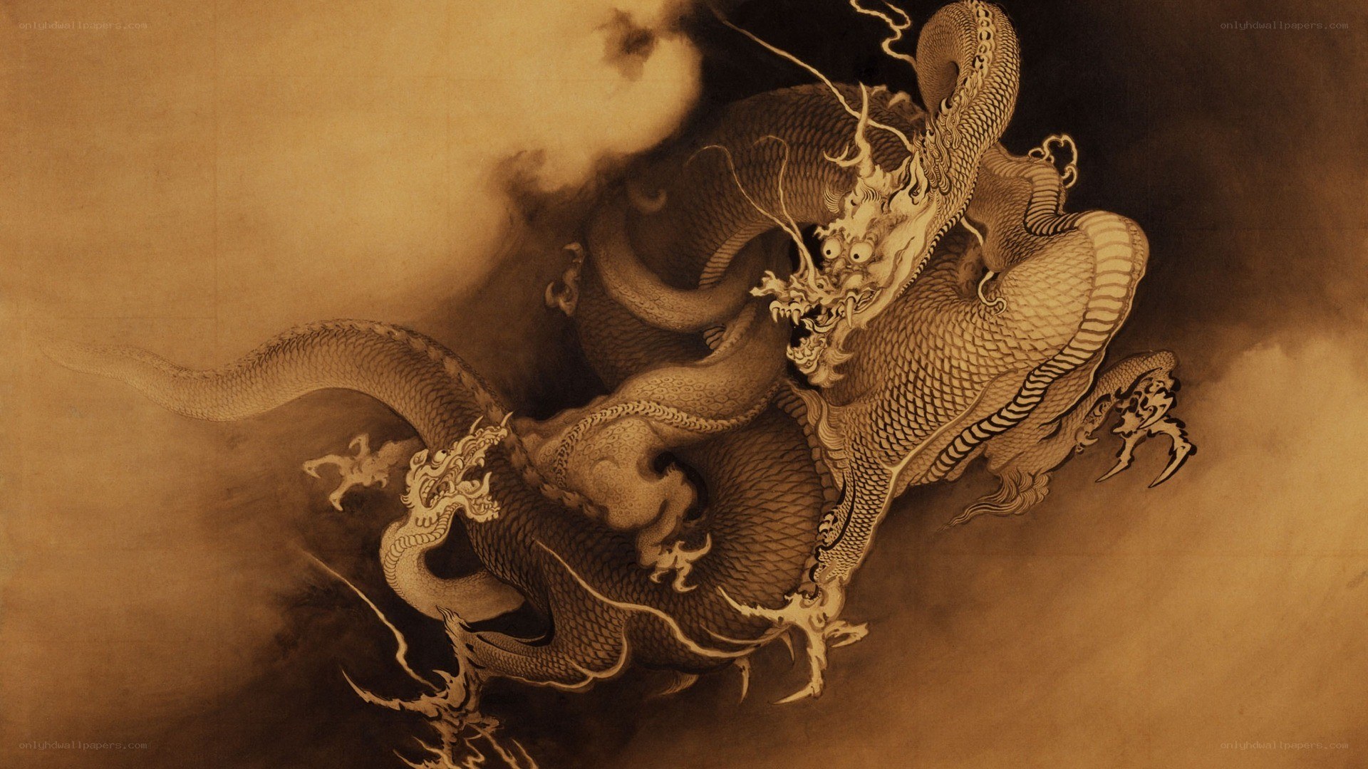 Japanese dragon in clouds