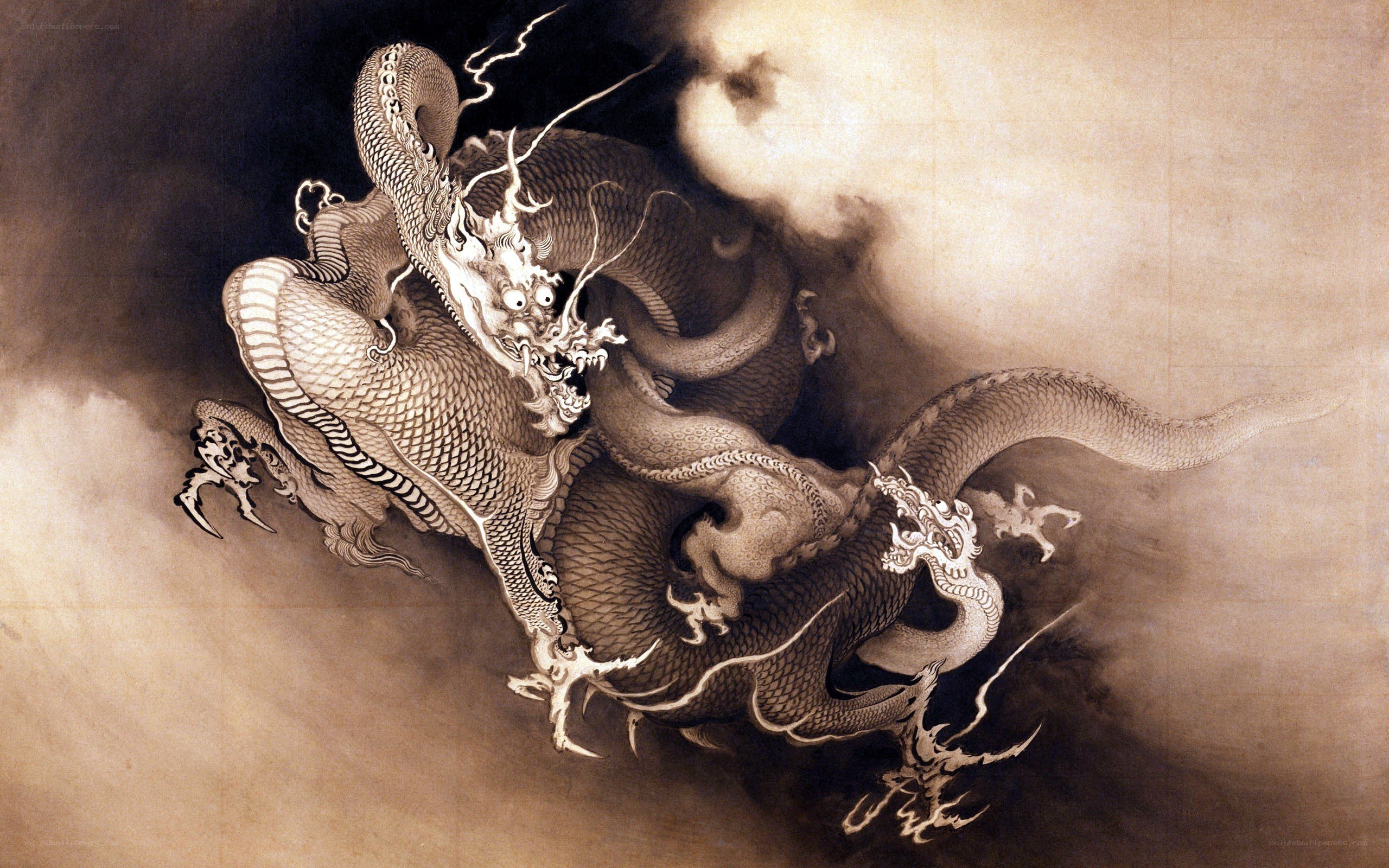 Japanese dragon in clouds