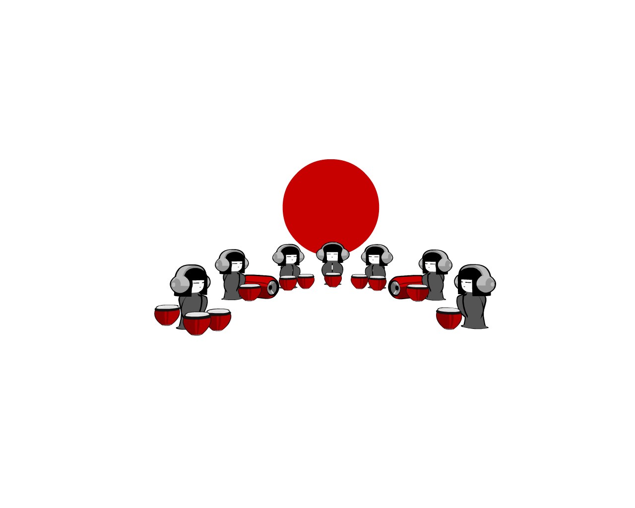 Japanese drummers with flag