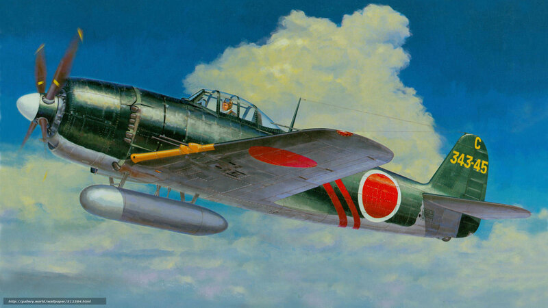 Japanese Fighter Plane — Blue, Dramatic, Afternoon, Illustration, Pilot, Clouds