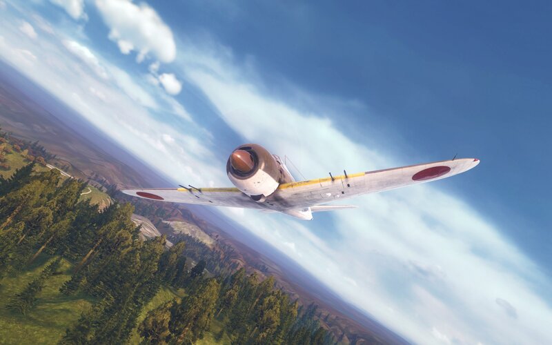 Japanese Fighter Plane — Blue, Dynamic, Afternoon, 3d Render