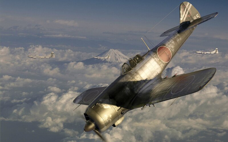 Japanese Fighter Plane — Gray, Dramatic, Afternoon