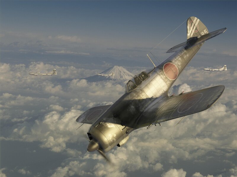Japanese Fighter Plane — Gray, Dramatic
