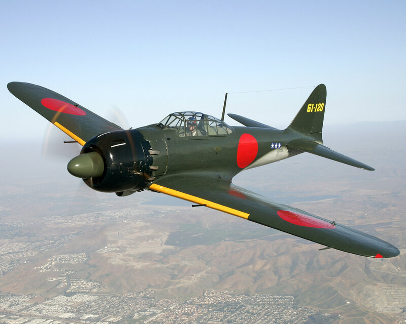 Japanese Fighter Plane — Green, Calm, Afternoon