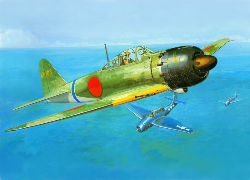 Japanese Fighter Plane — Green, Dramatic, Afternoon