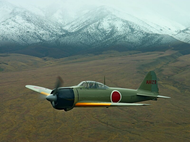Japanese Fighter Plane — Green, Dramatic