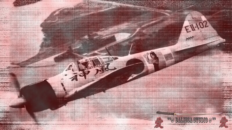 Japanese Fighter Plane — Red, Dramatic, Digital Art