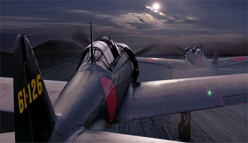 Japanese Fighter Planes — Gray, Dramatic