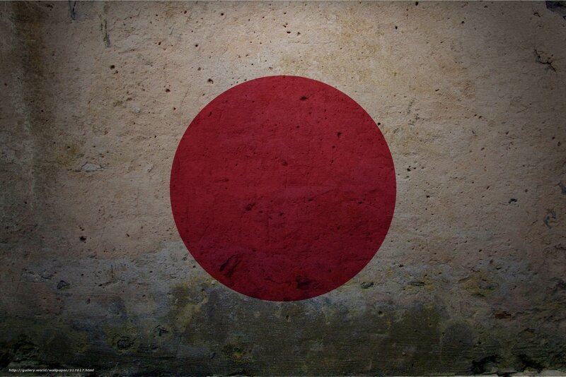 Japanese flag on concrete wall