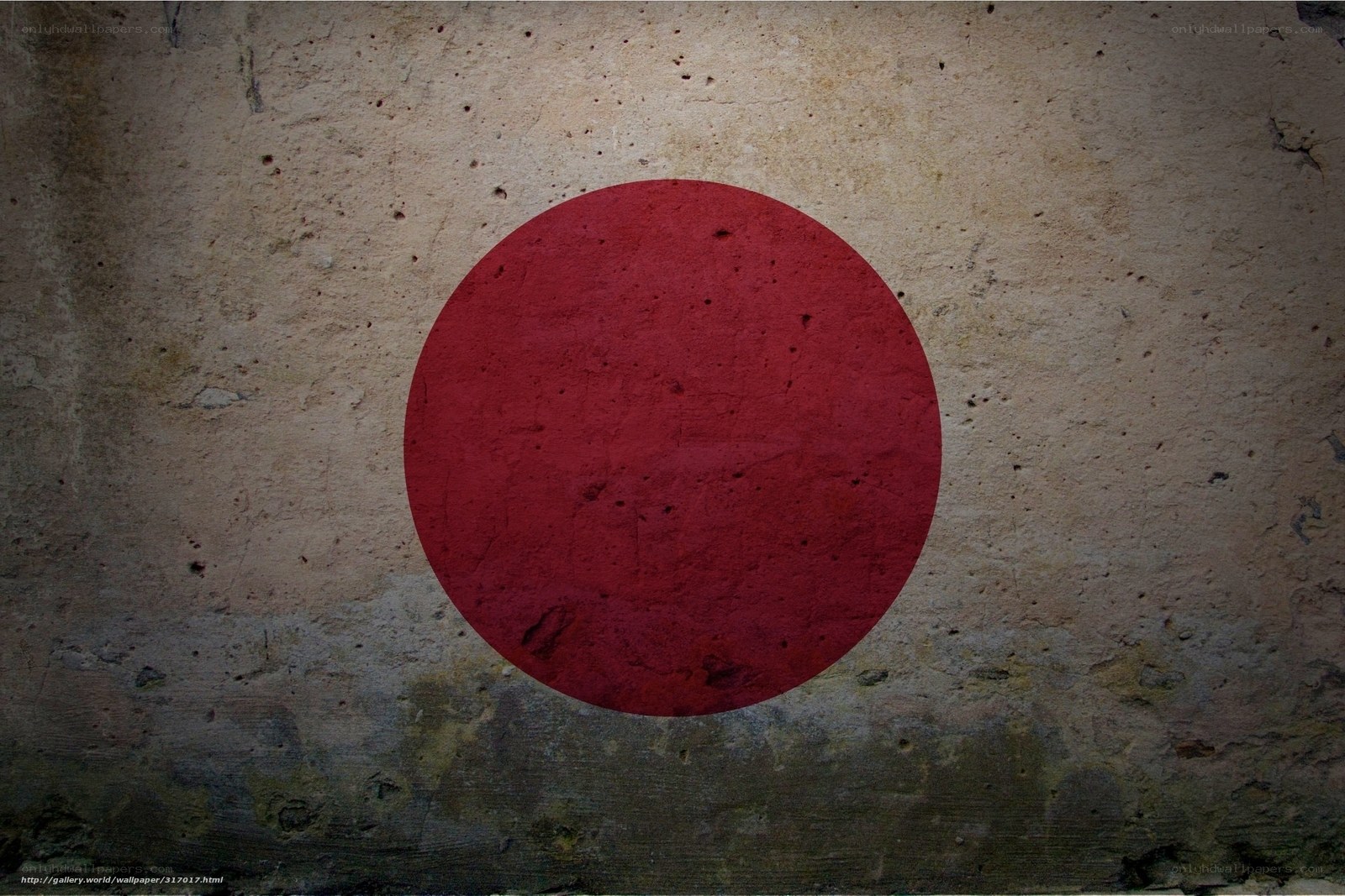 Japanese flag on concrete wall