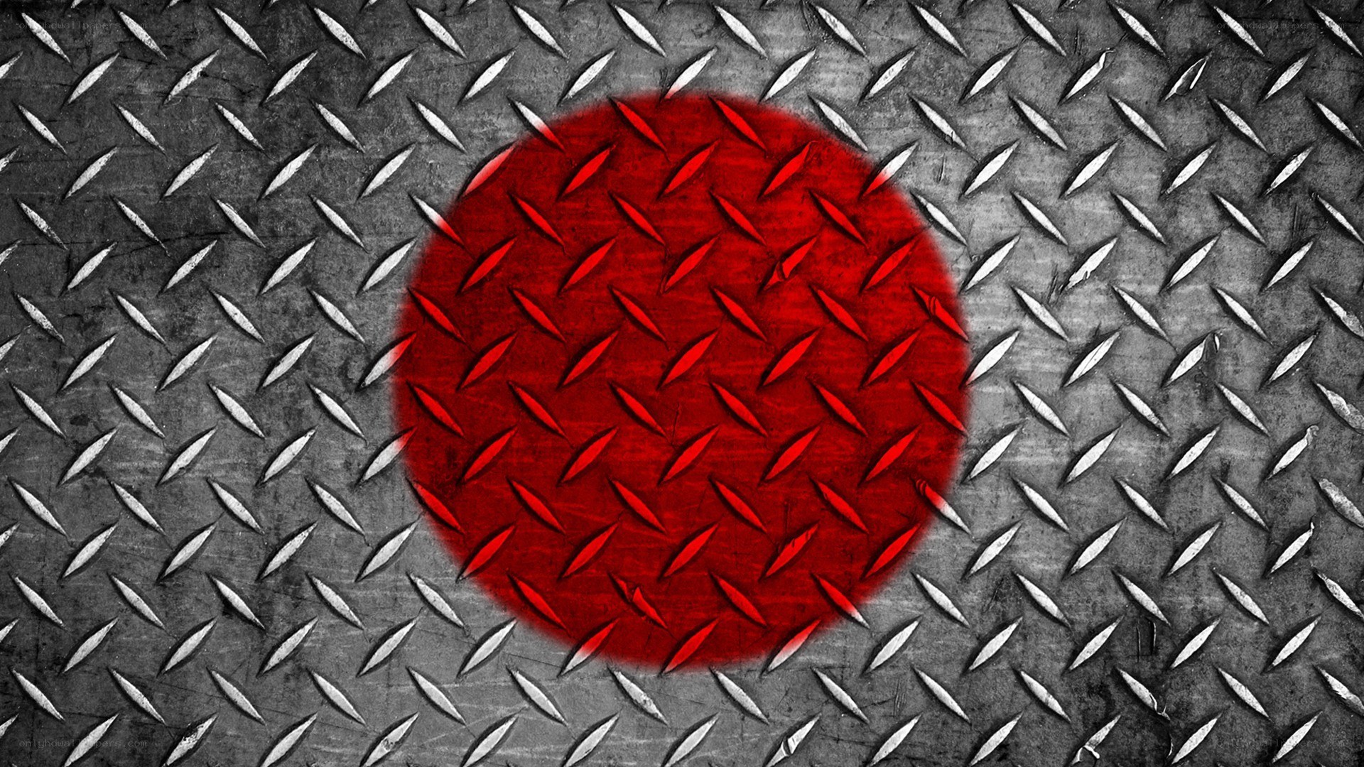 Japanese flag on metal texture