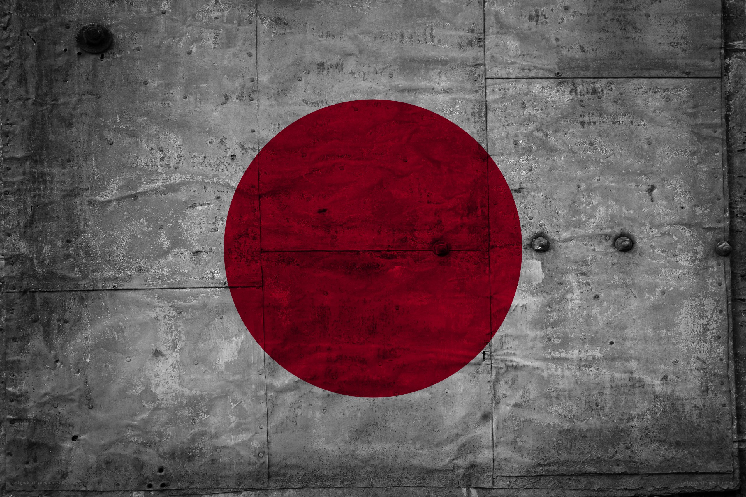 Japanese flag on metal wall