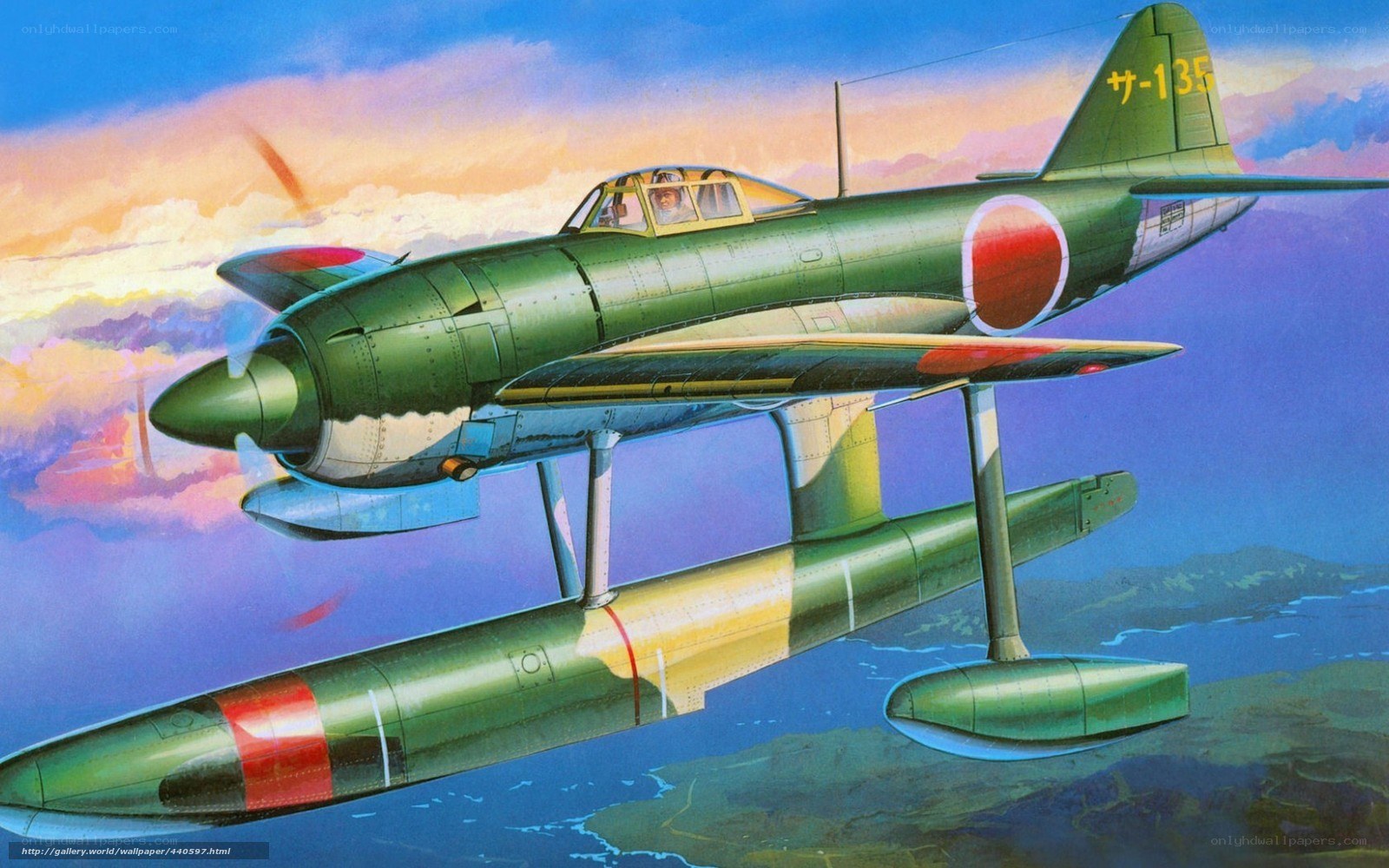 Japanese floatplane in flight