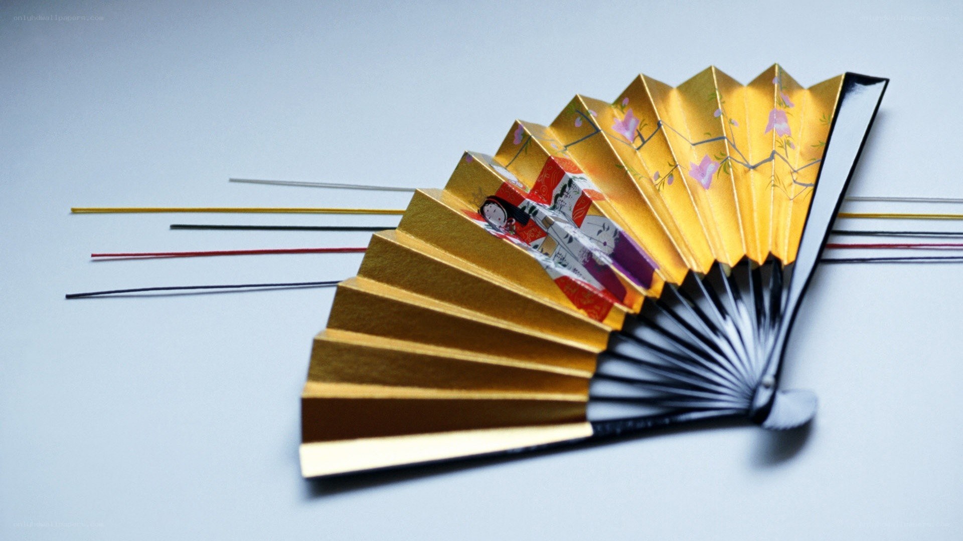Japanese folding fan with artwork