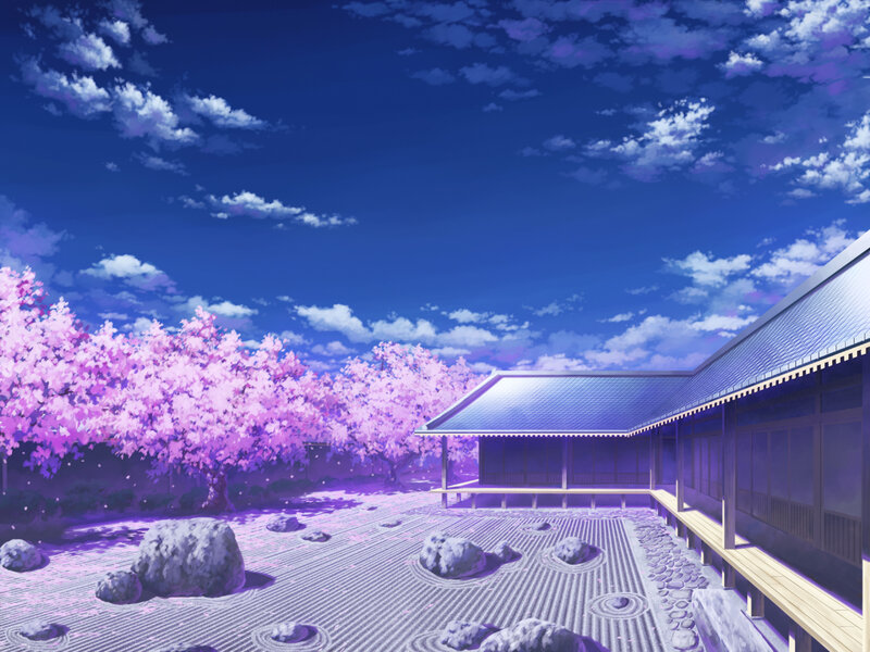 Japanese garden at dusk