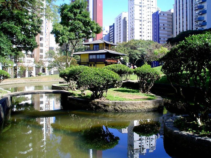 Japanese garden in urban park