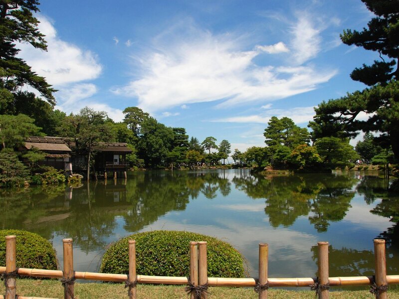 Japanese garden pond scene