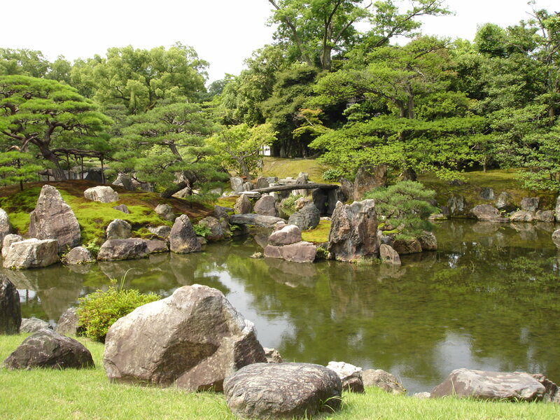 Japanese garden pond scene